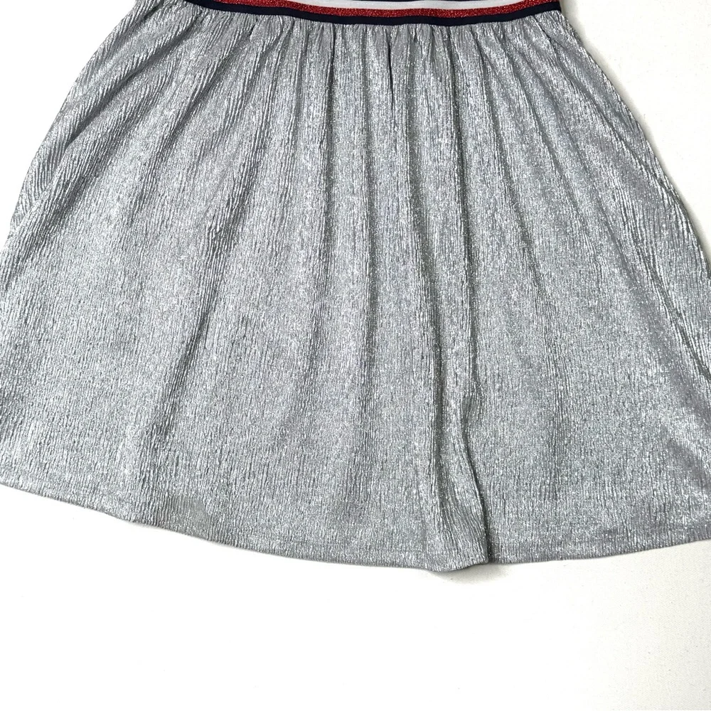 Tommy Hilfiger Girls Silver Metallic Dress with Ruffle Detail Size 16